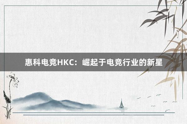 惠科电竞HKC：崛起于电竞行业的新星